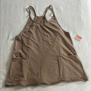 Tan Relaxed Sleeveless Tank Top